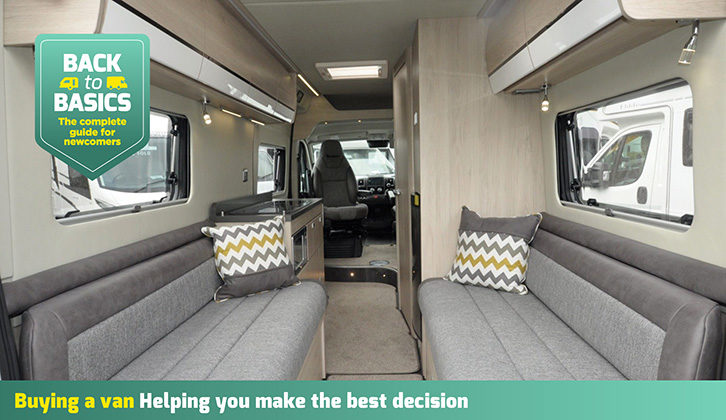 The interior of a motorhome lounge