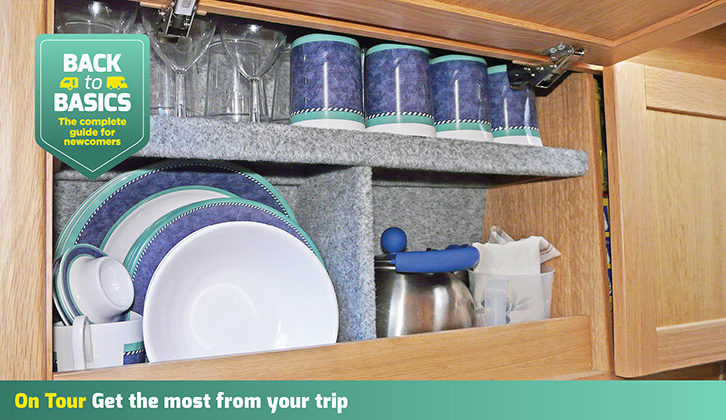 Crockery stored in a locker