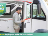 A man stepping into a motorhome