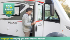 A man stepping into a motorhome