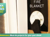 A recessed fire blanket
