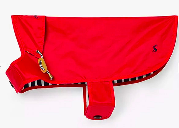 A red Joules dog raincoat