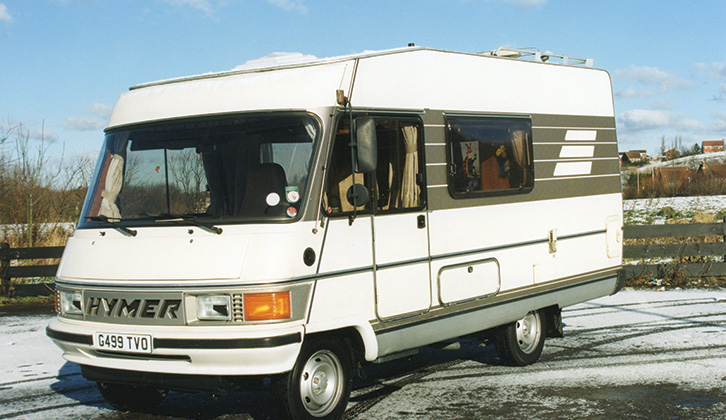 The Hymer B-Class (on Fiat Ducato/Citroën C25 & Peugeot J9) parked on a clear day with ice on the ground