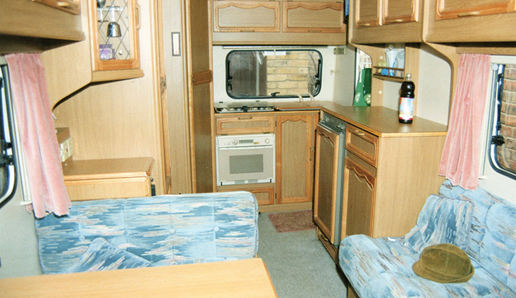 The kitchen and lounge of the Elddis Voyager