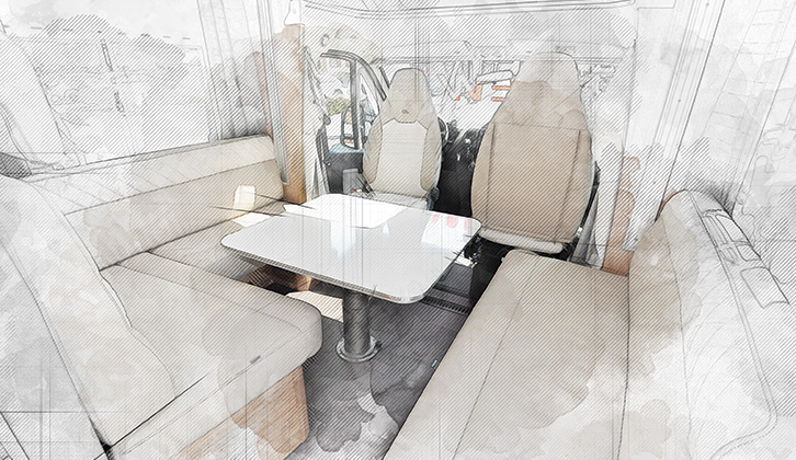 The lounge / dinette in a motorhome