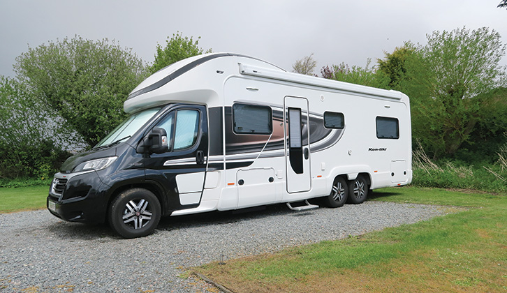 A coachbuilt motorhome parked up