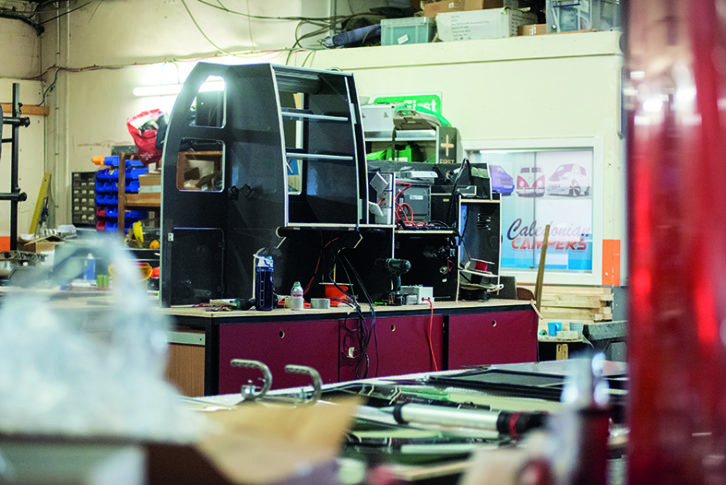 Andy's cabinets were built in the workshop before being fitted into the van, making life much easier