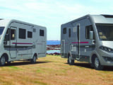 The 2016 Adria Sonic Plus (left) and Sonic Supreme (right). Later versions of the Supremes gained coach-style exterior mirrors