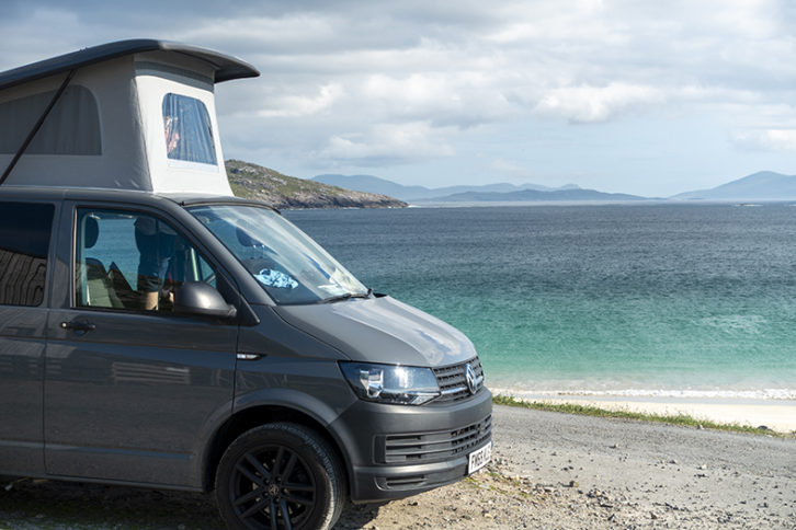 Parked up in front of beautiful Scottish scenery