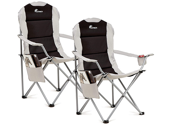 A pair of camping chairs
