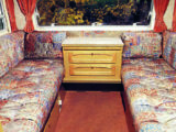 Lounge in a 1995 Navigator 360RL. Note 'floating' chest of drawers