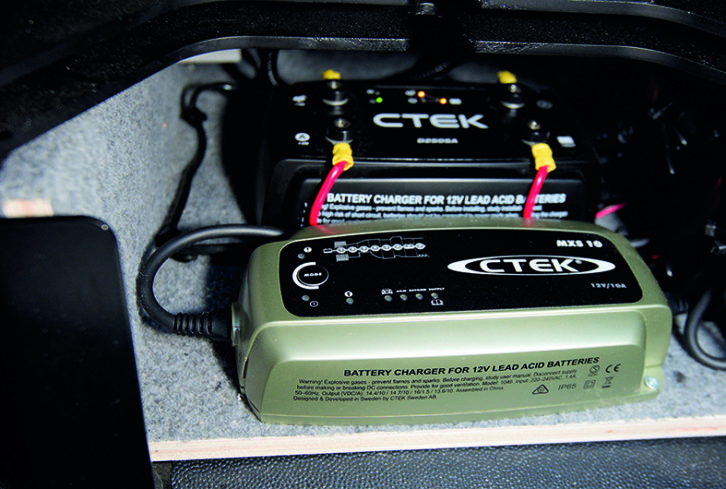 Check high charging system your motorhome has - this camper has a Ctek MXS 10 fitted, so can be kept plugged in to the mains