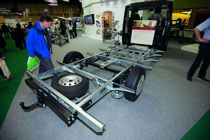 Towbars can be fitted to most motorhomes, such as this Al-Ko chassis-equipped Peugeot Boxer
