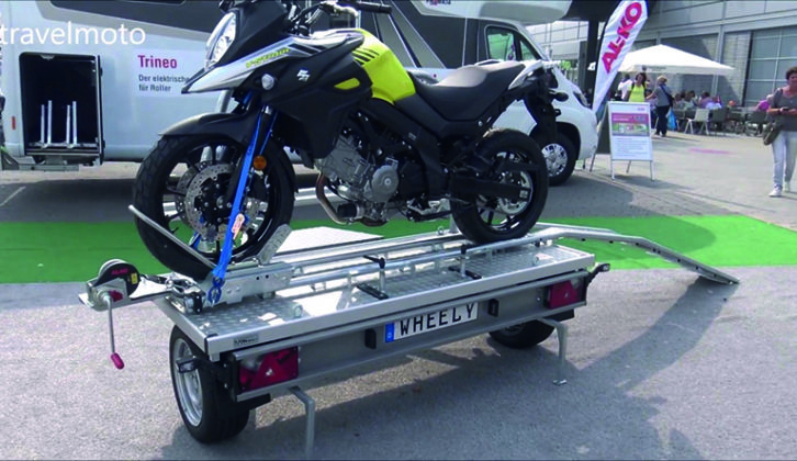 Compact trailers - such as this Wheely - mean the motorbike's weight isn't resting on the tow hitch, to save your payload