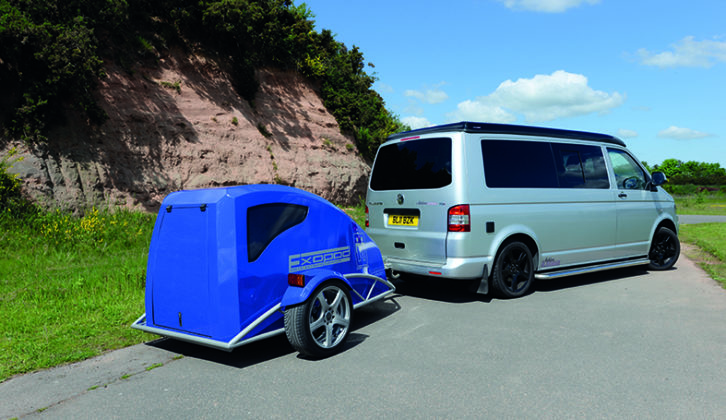 Trailers come in all sorts of clever designs - this compact MEV Exopod can sleep two adults or store bicycles