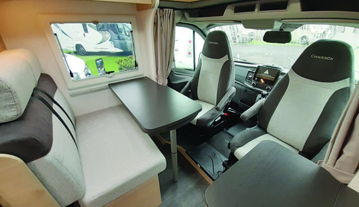 Swivel the cab seats for a comfortable lounge, with a sideboard where you could place a TV set