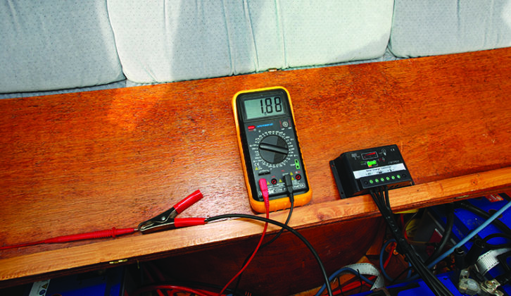 In summer, Peter's cheap 100W folding panel produces about 1.88A of charge, a useful top-up for the battery