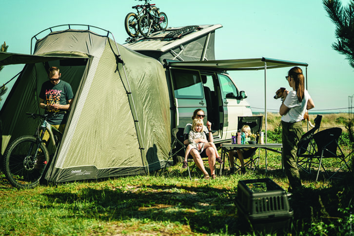 An awning offers plenty of additional accommodation and storage space, particularly if your vehicle is a small campervan