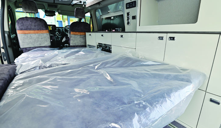 Bench seat easily converts into a generous double bed, which is roomy enough for most adults