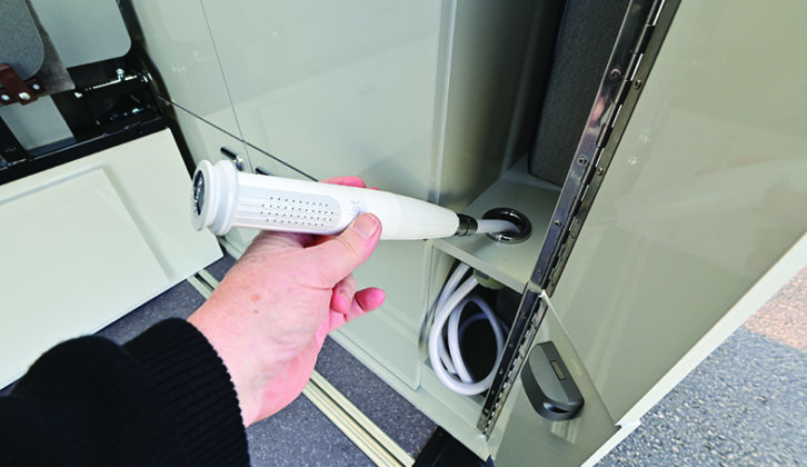 External shower is handy for rinsing down muddy walking boots, or dogs