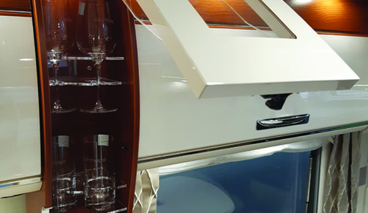 Drinks cabinet is sleek and stylish, and helps keep glassware extra safe