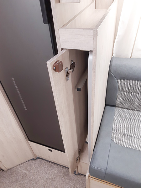 The storage slot for the foldaway table