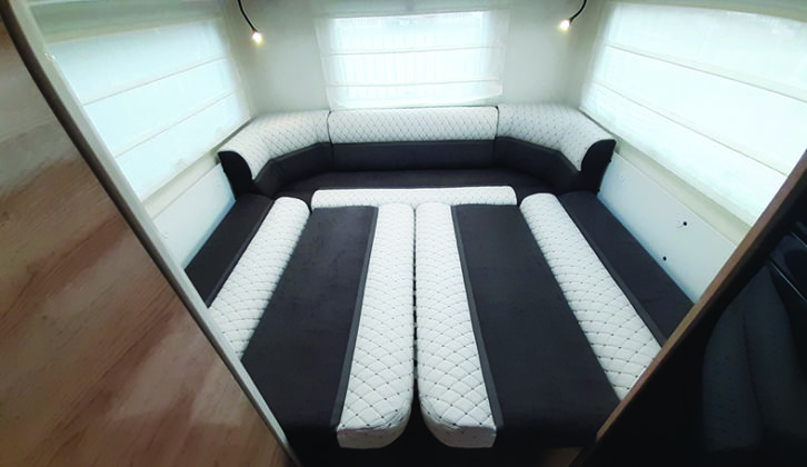 At the rear, cushions rest on boards to make up a very comfortable double bed