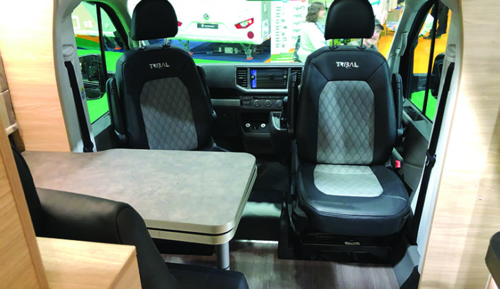 Cab looks commercial-vehicle in style, but both seats swivel