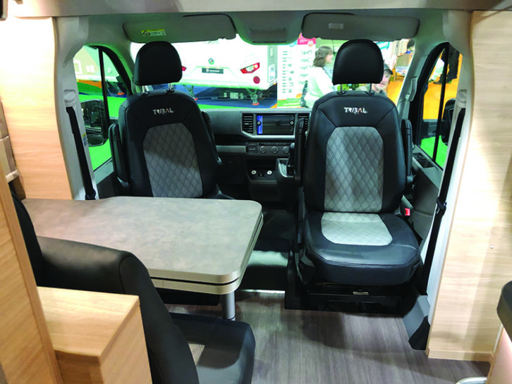 Cab looks commercial-vehicle in style, but both seats swivel