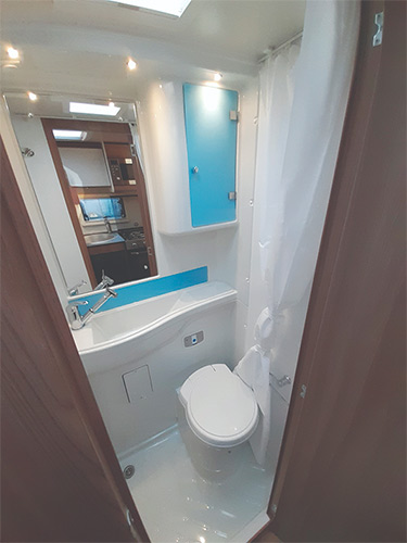 The washroom in the Swift Select Compact C500