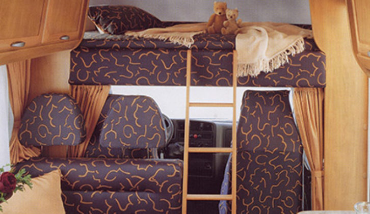 A 2001 Hymercamp showing overcab bed deployed