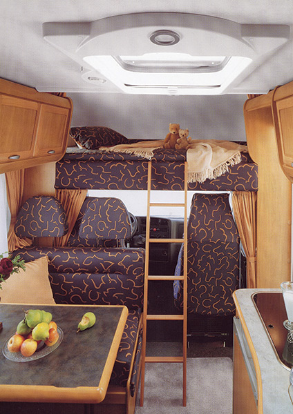 A 2001 Hymercamp showing overcab bed deployed