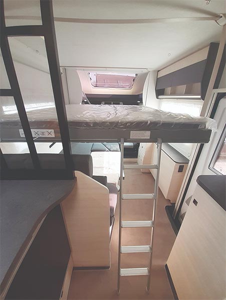 The ceiling bed in the Chausson 660 Exclusive Line