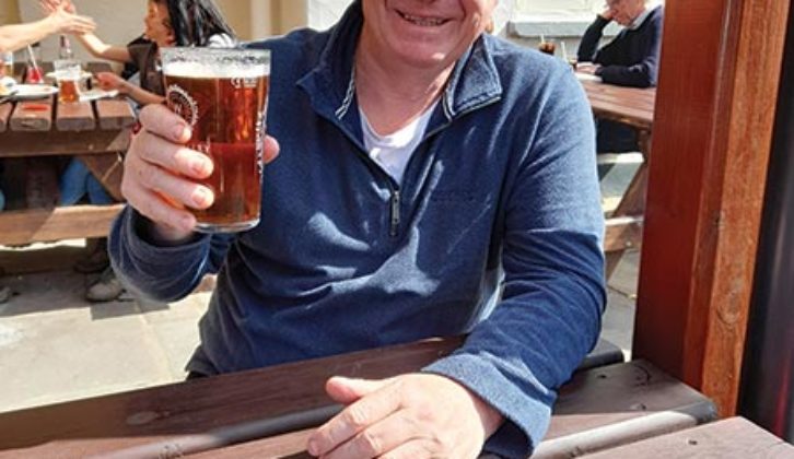 Colin enjoying a pint at the Saracens Head