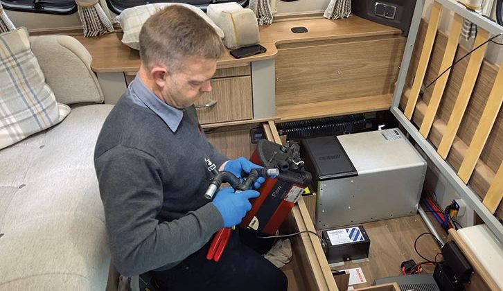 Phil constructing the bespoke plumbing