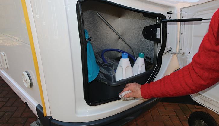 A locker door being checked