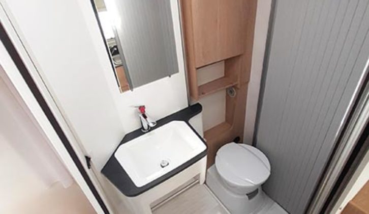 The washroom has a large basin