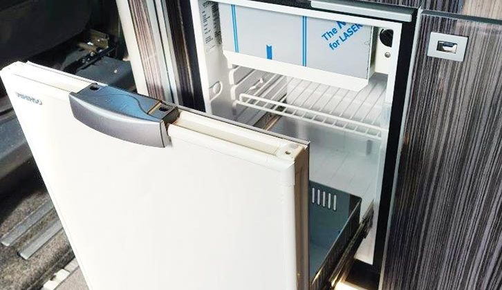 A fridge with a sliding access door
