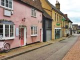 A house with pink bricks on Saffron Walden’s medieval streets