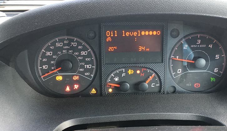 The dashboard displaying oil levels