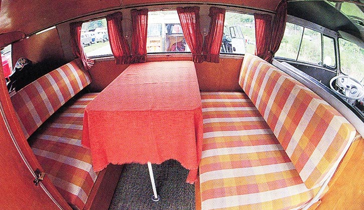 The interior of the Westfalia Camping Box on Volkswagen Transporter ‘Splitty’