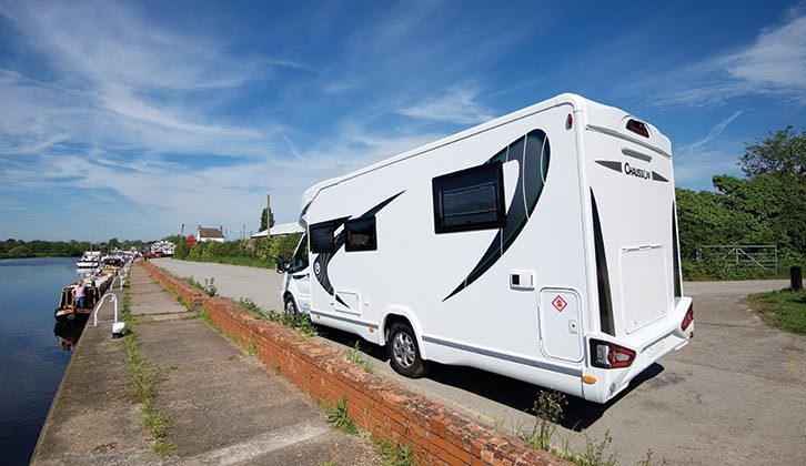 The rear of a motorhome with a long rear overhang