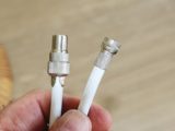 Attaching ‘F’ and coaxial connectors to coaxial cable