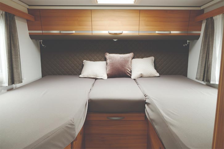 The fixed single beds in the Adria Coral Axess 600 SL