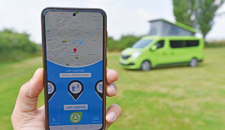 Motorhome tracker with 'van in background