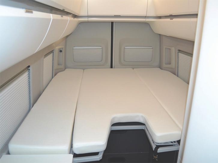 The fixed single beds in the VW Grand California