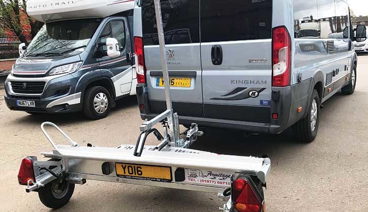 Compact trailer attached to a motorhome from Armitages