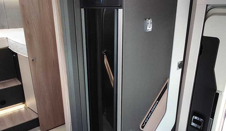 Open locker and drawer around the fridge