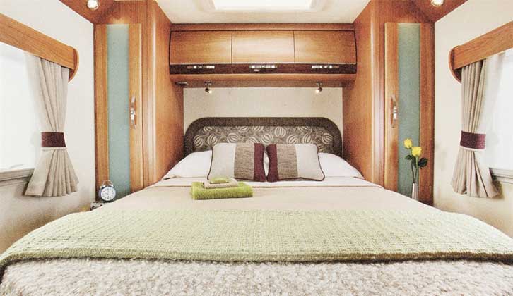 Island double bed at rear of an Oakmont
