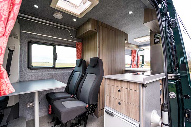 Interior of converted VW Crafter